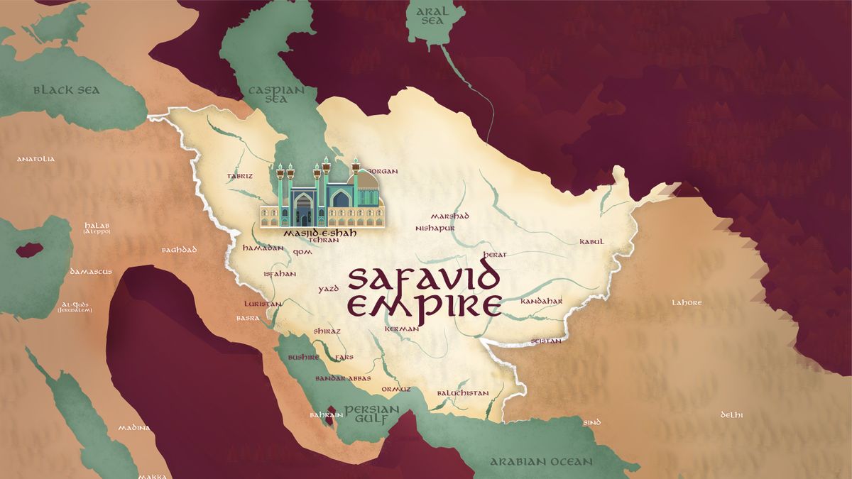 نقشه‌ی ایران در زمان امپراتوری صفویان