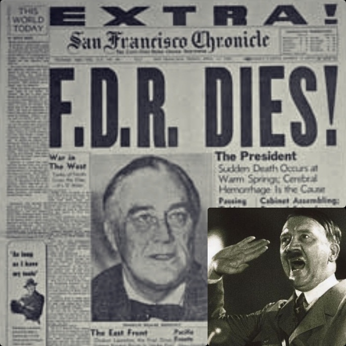 خبر درگذشت فرانکلین روزِوِلت در روزنامه، آدولف هیتلر